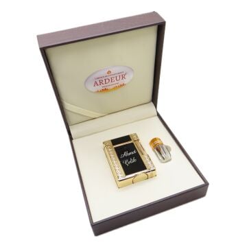 Ardeur® Heritage Siyah Gold Desen Oymalı İsme Özel Çakmak | Hediyelik Çakmak