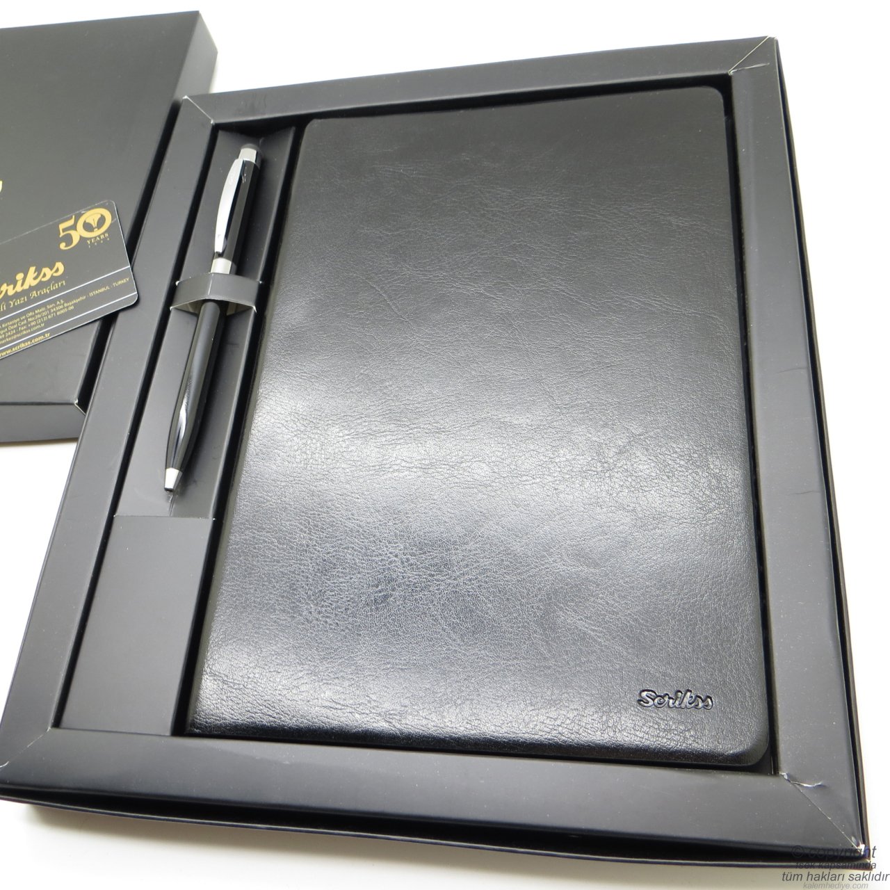 Scrikss İsme Özel Deri Defter Hediye Seti MD-533 Siyah | A5 Deri Defter + Touch Kalem | Scrikss Kalem | İsme Özel Kalem | Hediyelik Set