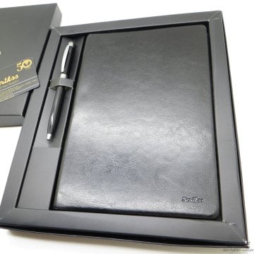 Scrikss İsme Özel Deri Defter Hediye Seti MD-533 Siyah | A5 Deri Defter + Touch Kalem | Scrikss Kalem | İsme Özel Kalem | Hediyelik Set