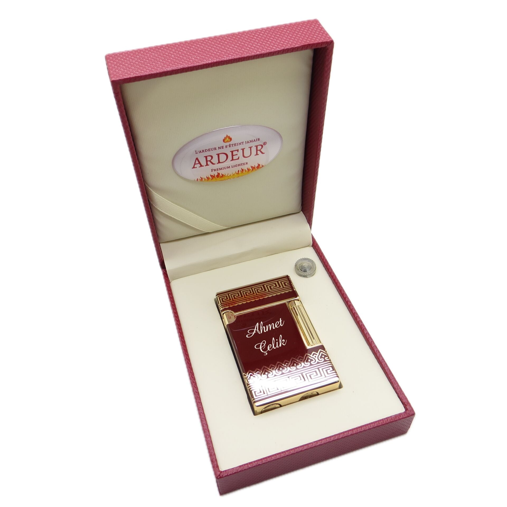 Ardeur® Prestige Bordo Altın İsme Özel Çakmak | Hediyelik Çakmak