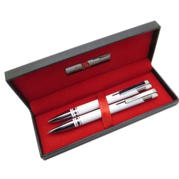 Signator® T608 Beyaz Krom Tükenmez Kalem + Versatil Kalem Seti | İsme Özel Kalem | Hediyelik Kalem