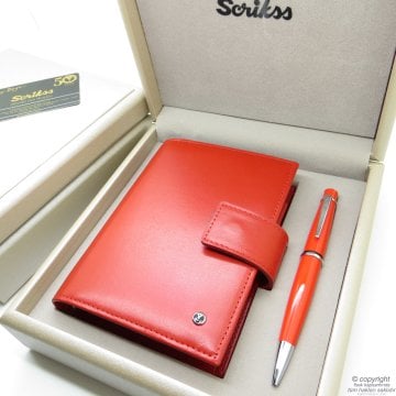 Scrikss İsme Özel Cep Ajandası Hediye Seti MD-614 | Cep Ajandası + Kırmızı Kalem | Scrikss Kalem | İsme Özel Kalem | Hediyelik Set