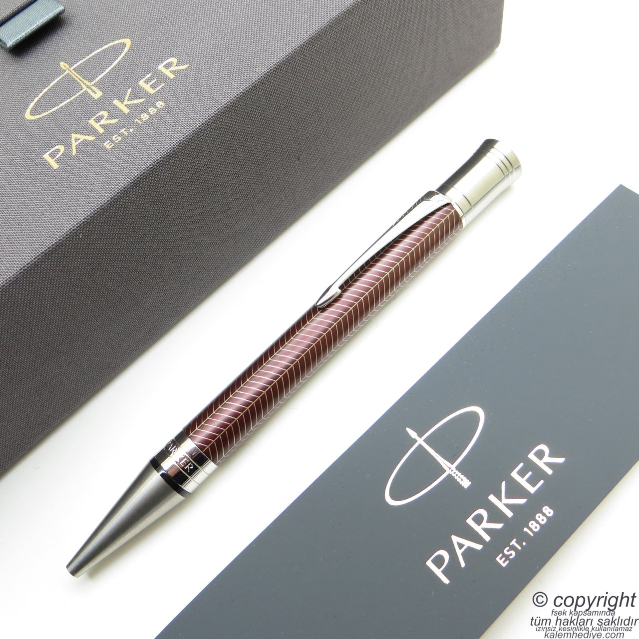 Parker Duofold Prestij Bordo Chevron Tükenmez Kalem | Parker Kalem | İsme Özel Kalem | Hediyelik Kalem