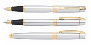 Sheaffer 300 Parlak Krom Altın Dolma Kalem | İsme Özel Kalem