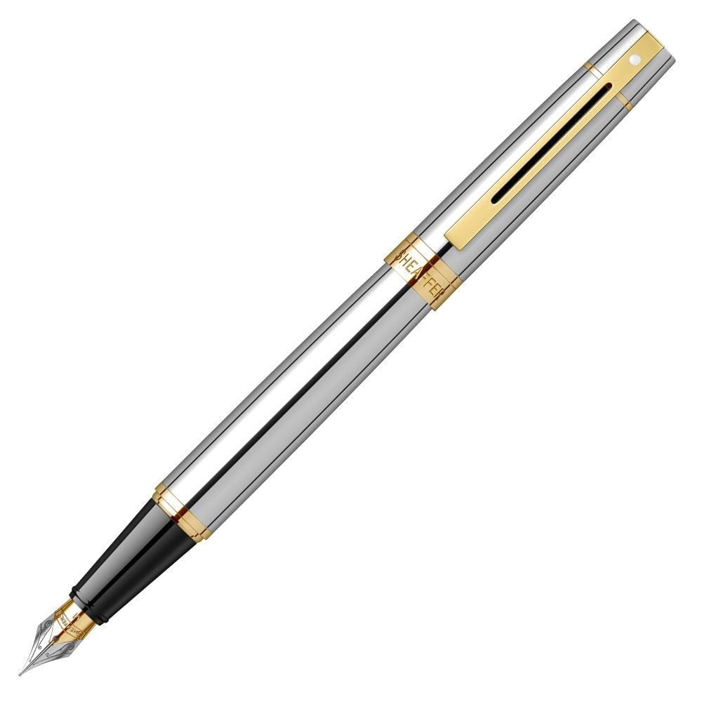 Sheaffer 300 Parlak Krom Altın Dolma Kalem | İsme Özel Kalem