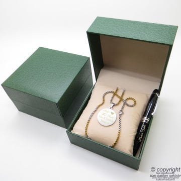 Kişiye Özel Krom Kolye + İsme Özel Mini Cep Kalemi - Hediyelik Kutulu Set