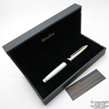 Scrikss Special İsme Özel Gold Krom Beyaz Ahşap Kutulu Roller Kalem Set