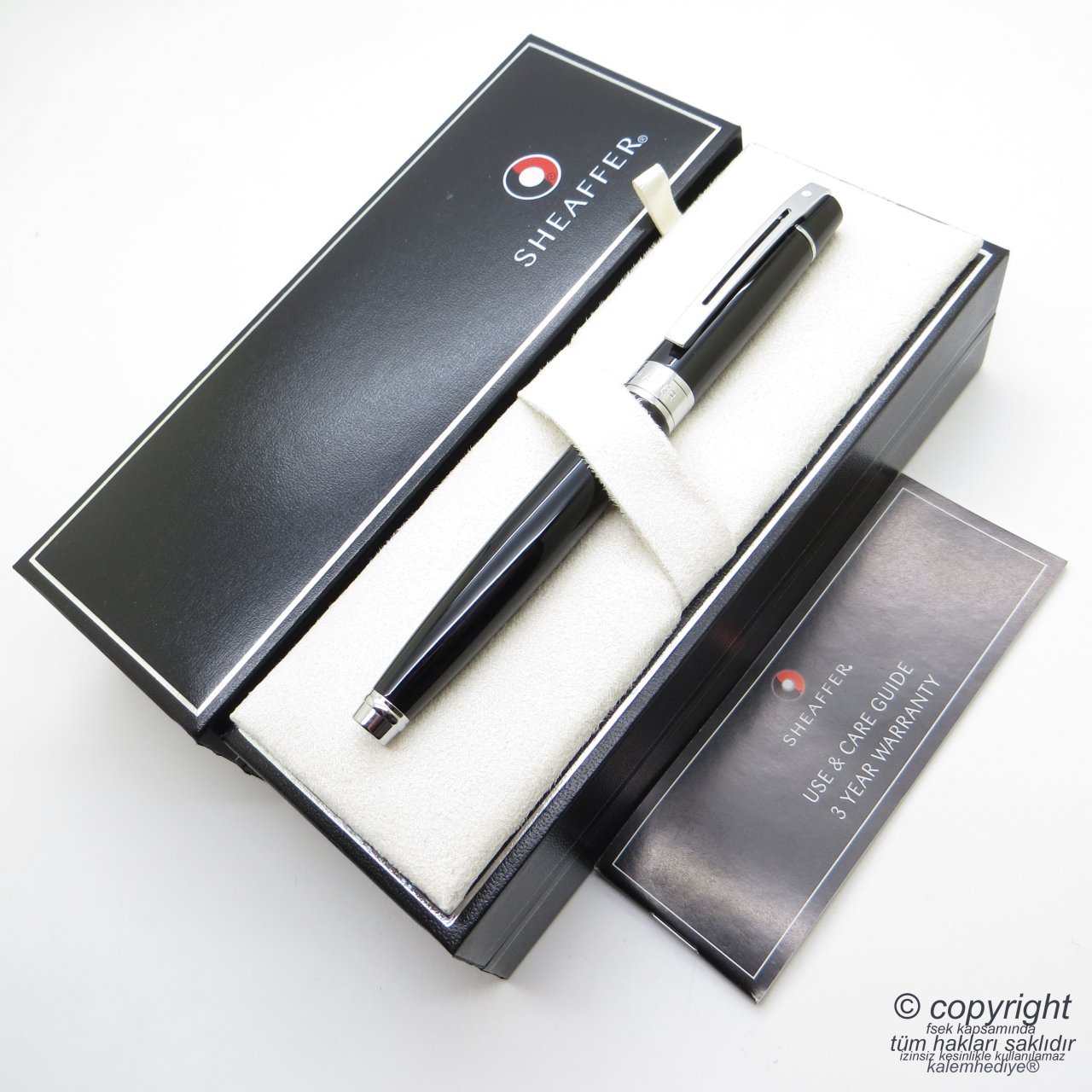 Sheaffer 300 Siyah Krom Dolma Kalem | İsme Özel Kalem