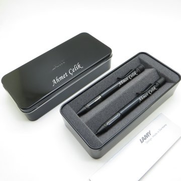 Lamy Al Star Siyah Tükenmez Kalem + 05 Uçlu Kalem + Metal Kutu | İsme Özel