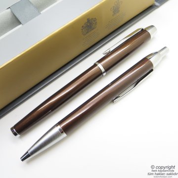 Parker Im Metal Kakao Roller Kalem + Türkenmez Kalem Set | İsme Özel Kalem
