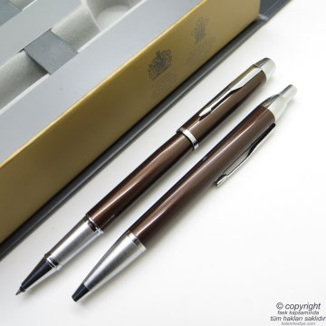 Parker Im Metal Kakao Roller Kalem + Türkenmez Kalem Set | İsme Özel Kalem