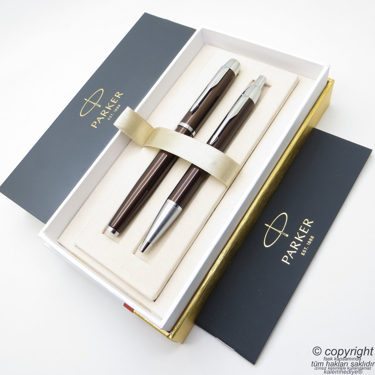 Parker Im Metal Kakao Roller Kalem + Türkenmez Kalem Set | İsme Özel Kalem