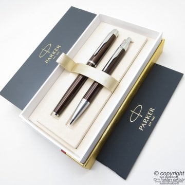 Parker Im Metal Kakao Roller Kalem + Türkenmez Kalem Set | İsme Özel Kalem