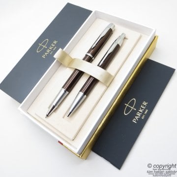 Parker Im Metal Kakao Roller Kalem + Türkenmez Kalem Set | İsme Özel Kalem