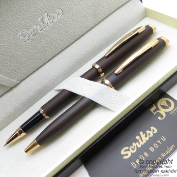 Scrikss 39 Rose Gold Roller Kalem + Tükenmez Kalem Seti | Scrikss Oscar | İsme Özel Kalem | Hediye Kalem
