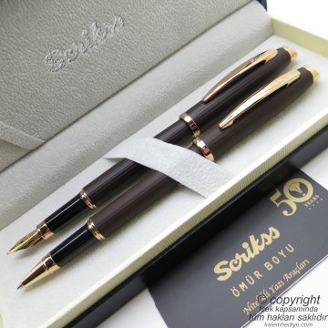 Scrikss 39 Rose Gold Dolma Kalem + Roller Kalem Seti | Scrikss Oscar | İsme Özel Kalem | Hediye Kalem
