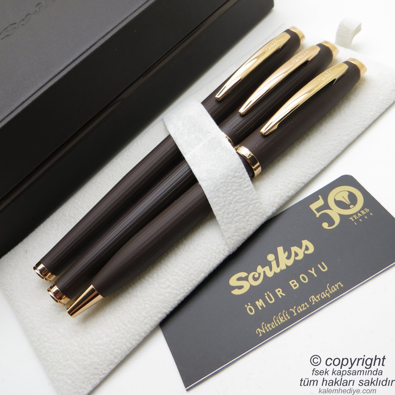 Scrikss 39 3'lü Takım Rose Gold | Dolma Kalem + Roller Kalem + Tükenmez Kalem Seti | Scrikss Oscar | İsme Özel Kalem | Hediyelik Kalem