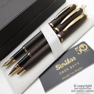 Scrikss 39 3'lü Takım Rose Gold | Dolma Kalem + Roller Kalem + Tükenmez Kalem Seti | Scrikss Oscar | İsme Özel Kalem | Hediyelik Kalem