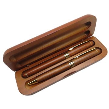 Signator® T665 Ahşap Kutulu & Ahşap Kalem Seti - Roller Kalem + Tükenmez Kalem | İsme Özel Kalem | Hediyelik Kalem