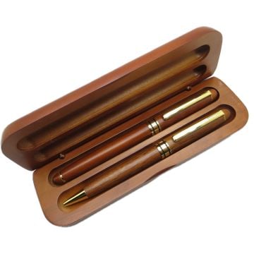 Signator® T665 Ahşap Kutulu & Ahşap Kalem Seti - Roller Kalem + Tükenmez Kalem | İsme Özel Kalem | Hediyelik Kalem