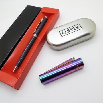 Clipper® Klasik Gökkuşağı Kişiye Özel Çakmak ve Kalem Seti | Hediyelik Çakmak