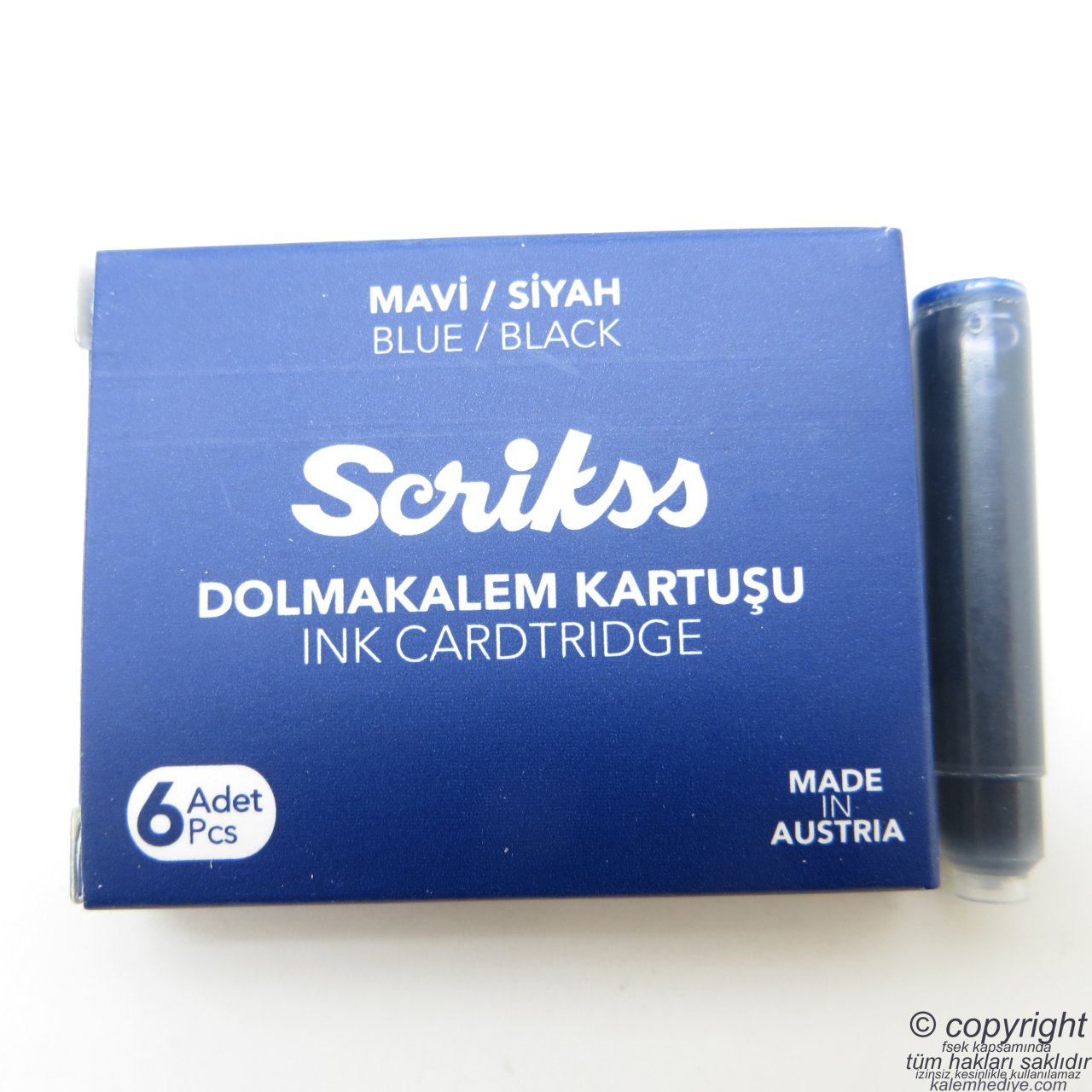 Scrikss Dolma Kalem Kartuşu Mavi/Siyah 6lı Paket