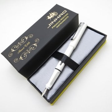 Jinhao Parlak Beyaz Dolma Kalem | İsme Özel Kalem