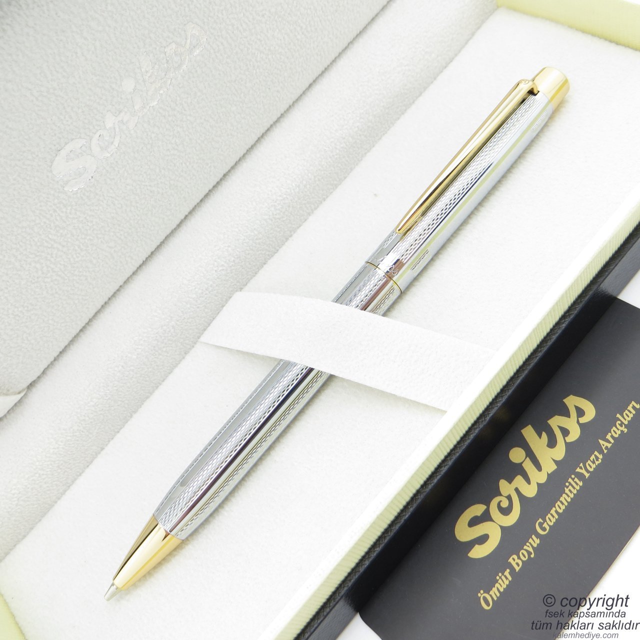 Scrikss 722W Gold Krom Versatil Kalem | Scrikss Kalem | İsme Özel Kalem | Hediyelik Kalem