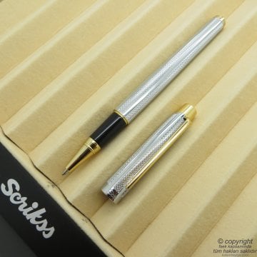 Scrikss 722W Gold Krom Roller Kalem | Scrikss Kalem | İsme Özel Kalem | Hediyelik Kalem