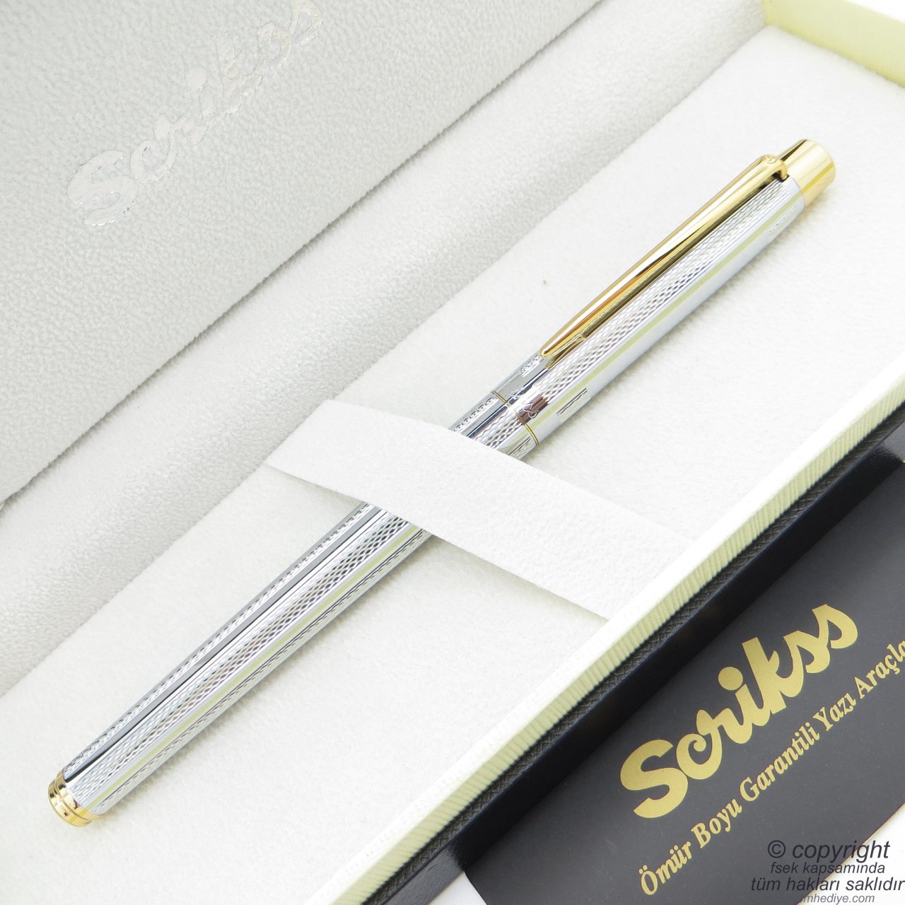 Scrikss 722W Gold Krom Dolma Kalem | Scrikss Kalem | İsme Özel Kalem | Hediyelik Kalem