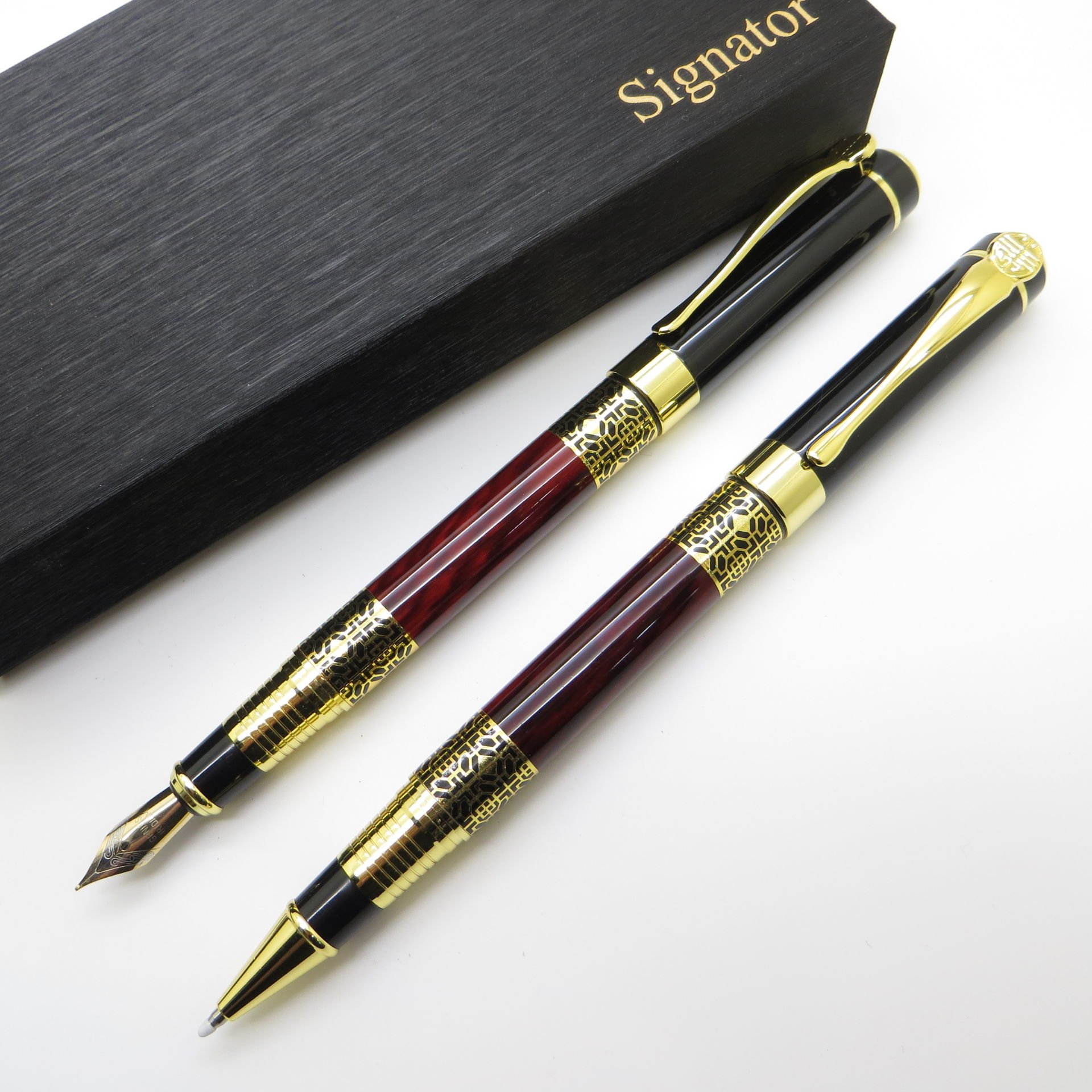 Signator® ST209 Sedefli Lake Gold Bordo Kalem Seti - Dolma Kalem ...