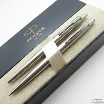 Parker Jotter Stainless Steel CT Tükenmez + 0.5 Versatil Kalem Seti |Parker Jotter| İsme Özel Kalem | Hediyelik Kalem |