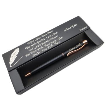 Signator® C405 Mat Siyah Rose Gold Tükenmez Kalem | İsme Özel Kalem | Hediyelik Kalem