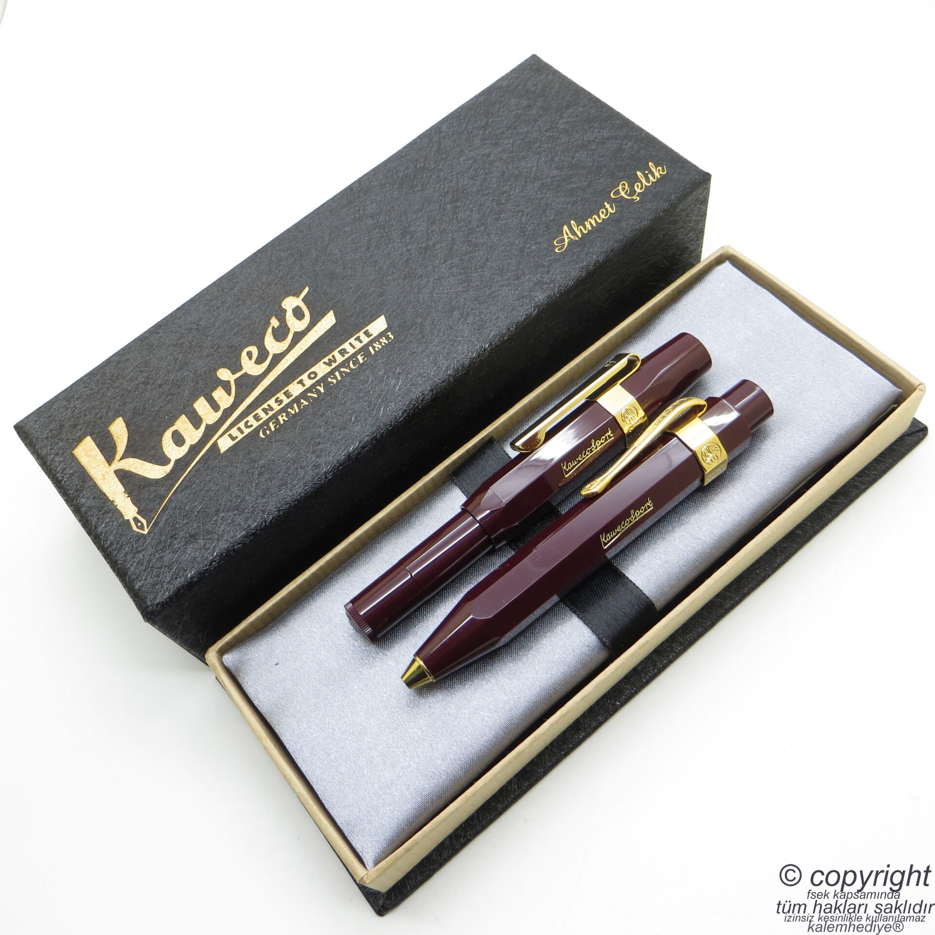 Kaweco Kalem Seti Bordo Classic Sport | Tükenmez Kalem + Dolma Kalem Set | İsme Özel Kalem