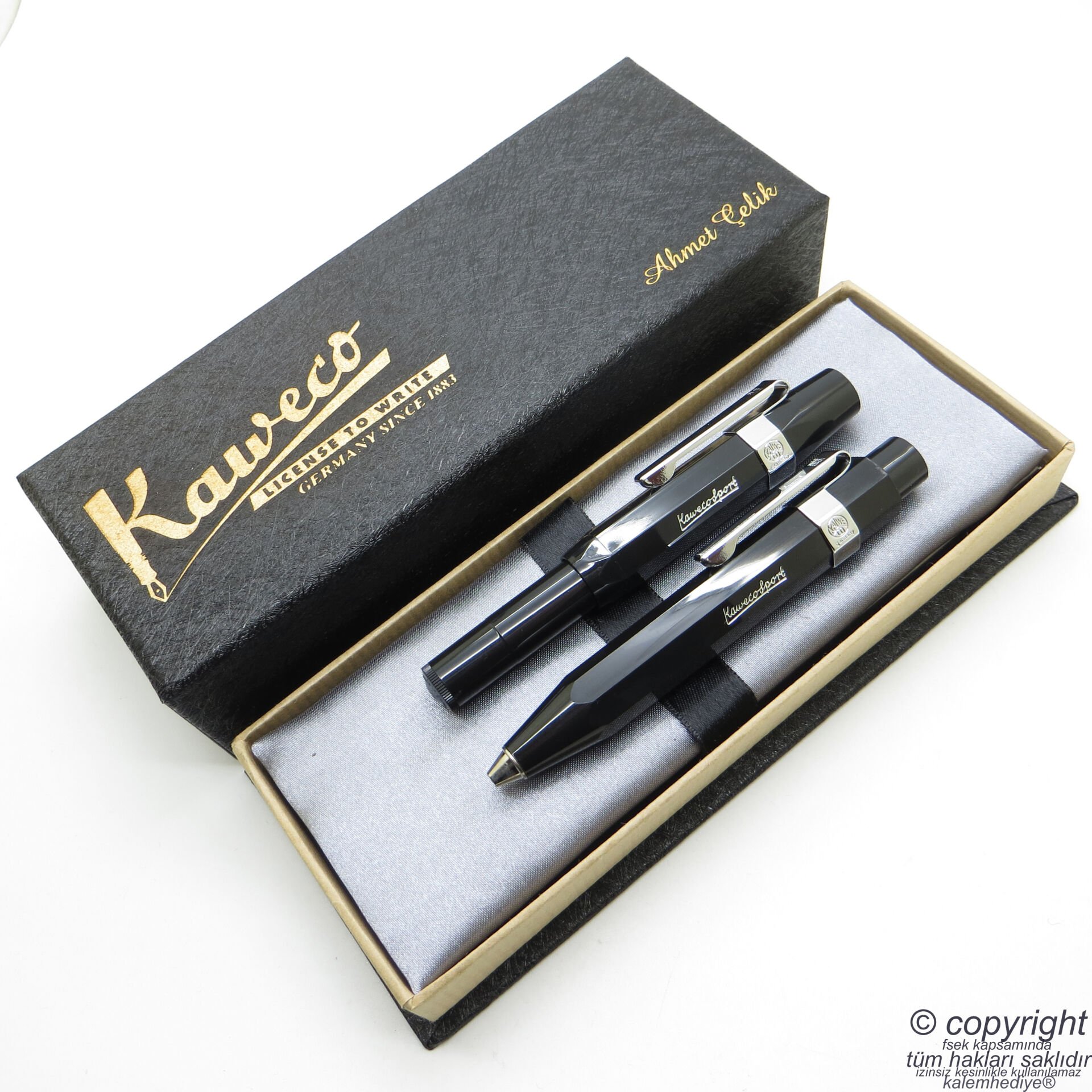 Kaweco Kalem Seti Siyah Classic Sport | Tükenmez Kalem + Dolma Kalem Set | İsme Özel Kalem