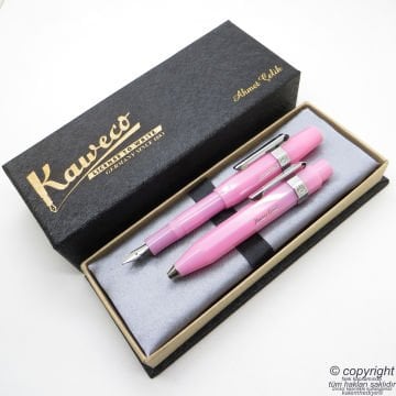 Kaweco Kalem Seti Frosted Pembe | Dolma Kalem + Tükenmez Kalem Set | İsme Özel Kalem