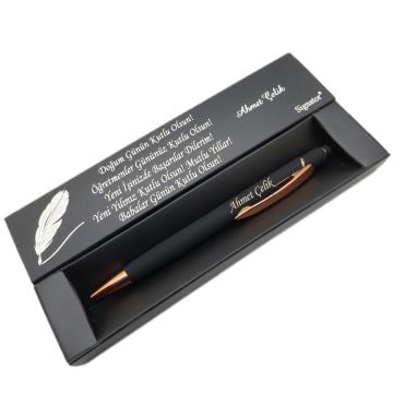 Signator® C417 Mat Siyah Rose Gold Tükenmez Kalem | İsme Özel Kalem | Hediyelik Kalem