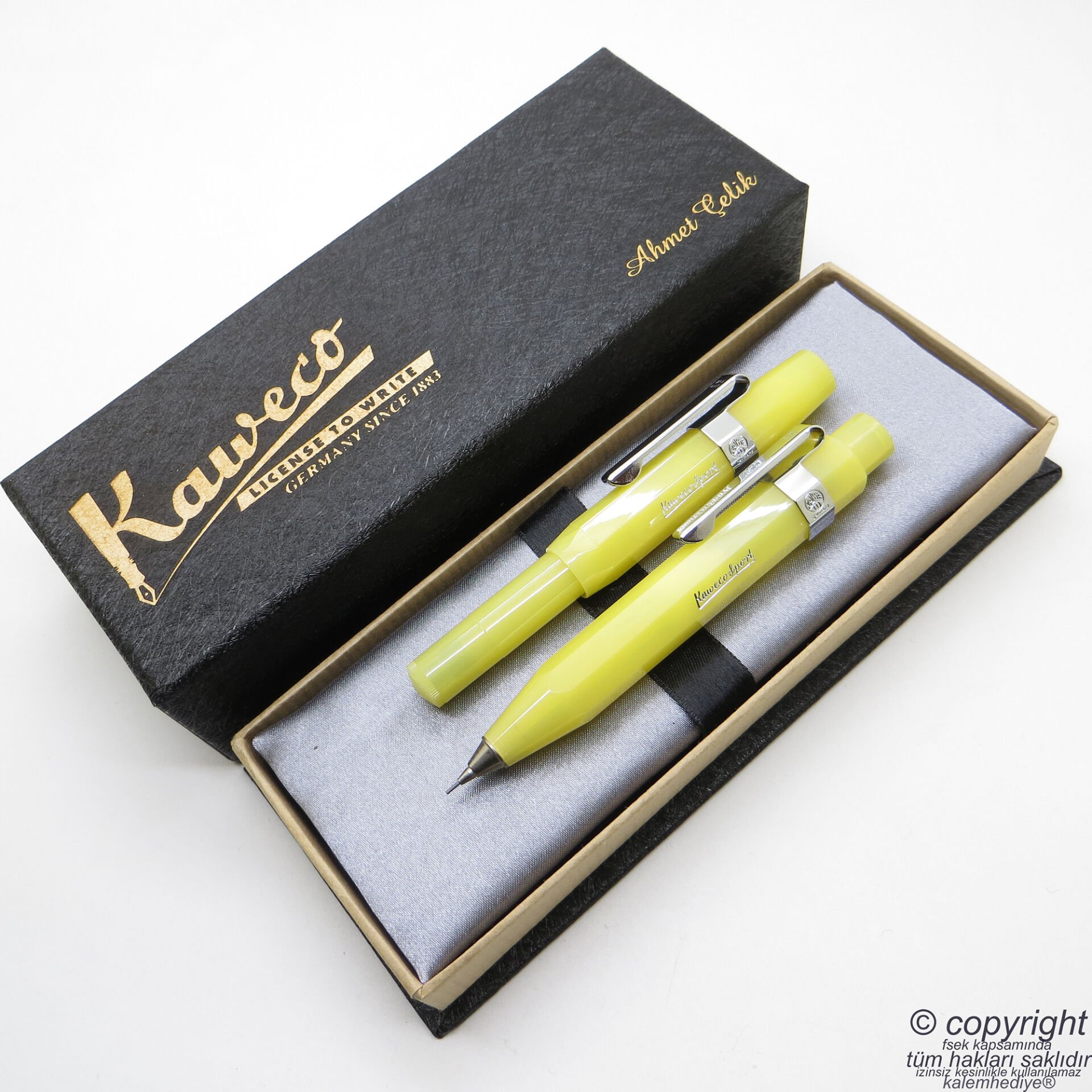 Kaweco Kalem Seti Frosted Sarı | Roller Kalem + 07 Versatil Kalem Set | İsme Özel Kalem