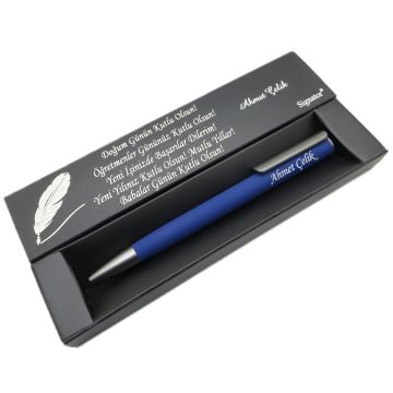 Signator® C419 Mat Mavi Tükenmez Kalem | İsme Özel Kalem | Hediyelik Kalem