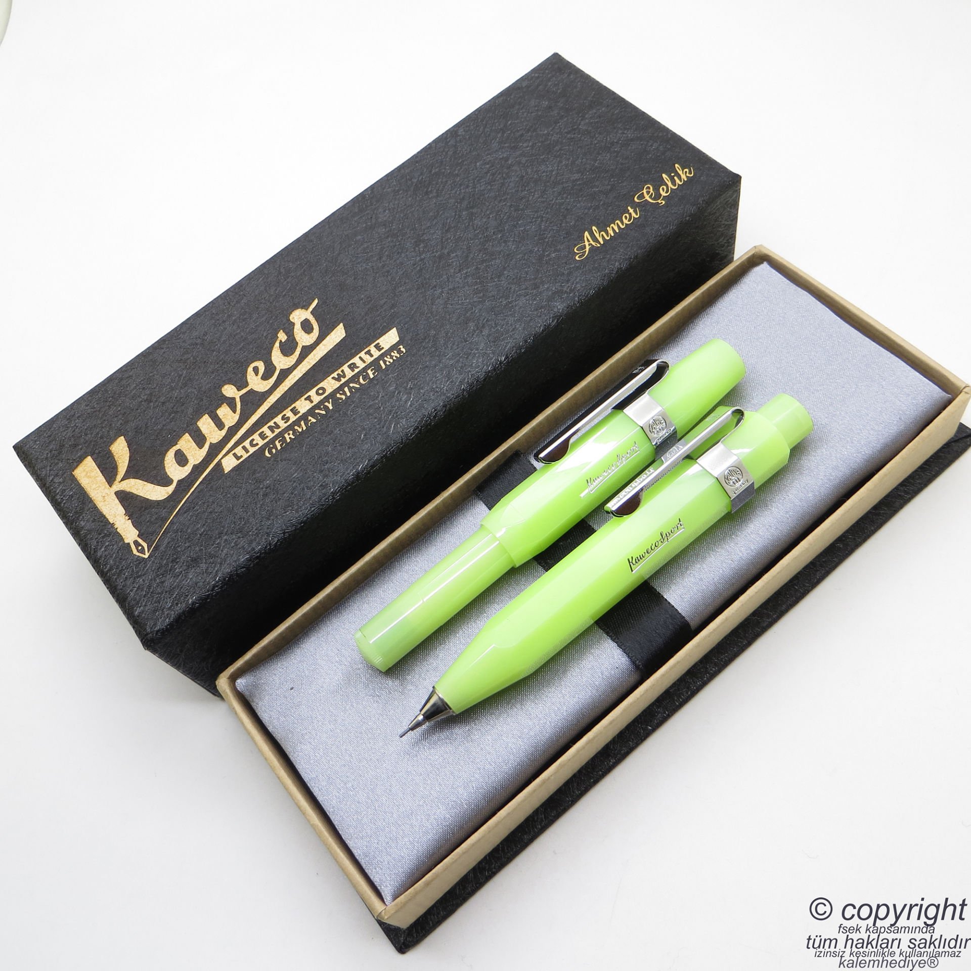 Kaweco Kalem Seti Frosted Limon | Roller Kalem + 07 Versatil Kalem Set | İsme Özel Kalem