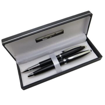Signator® M570 Mat Siyah Kalem Seti | Roller + Tükenmez Kalem | İsme Özel Kalem | Hediyelik Kalem