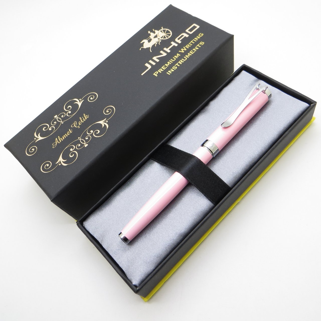 Jinhao Mavi Taşlı Pembe Full Metal Roller Kalem | İsme Özel Kalem