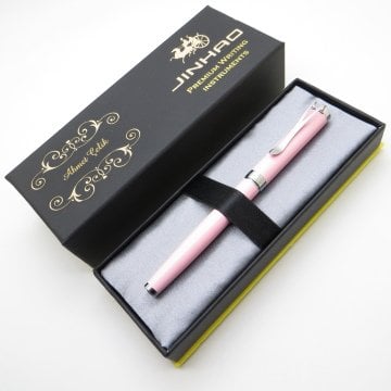 Jinhao Mavi Taşlı Pembe Full Metal Roller Kalem | İsme Özel Kalem
