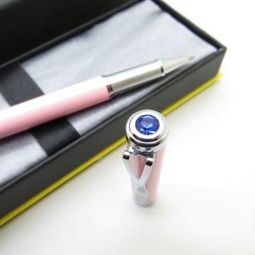 Jinhao Mavi Taşlı Pembe Full Metal Roller Kalem | İsme Özel Kalem