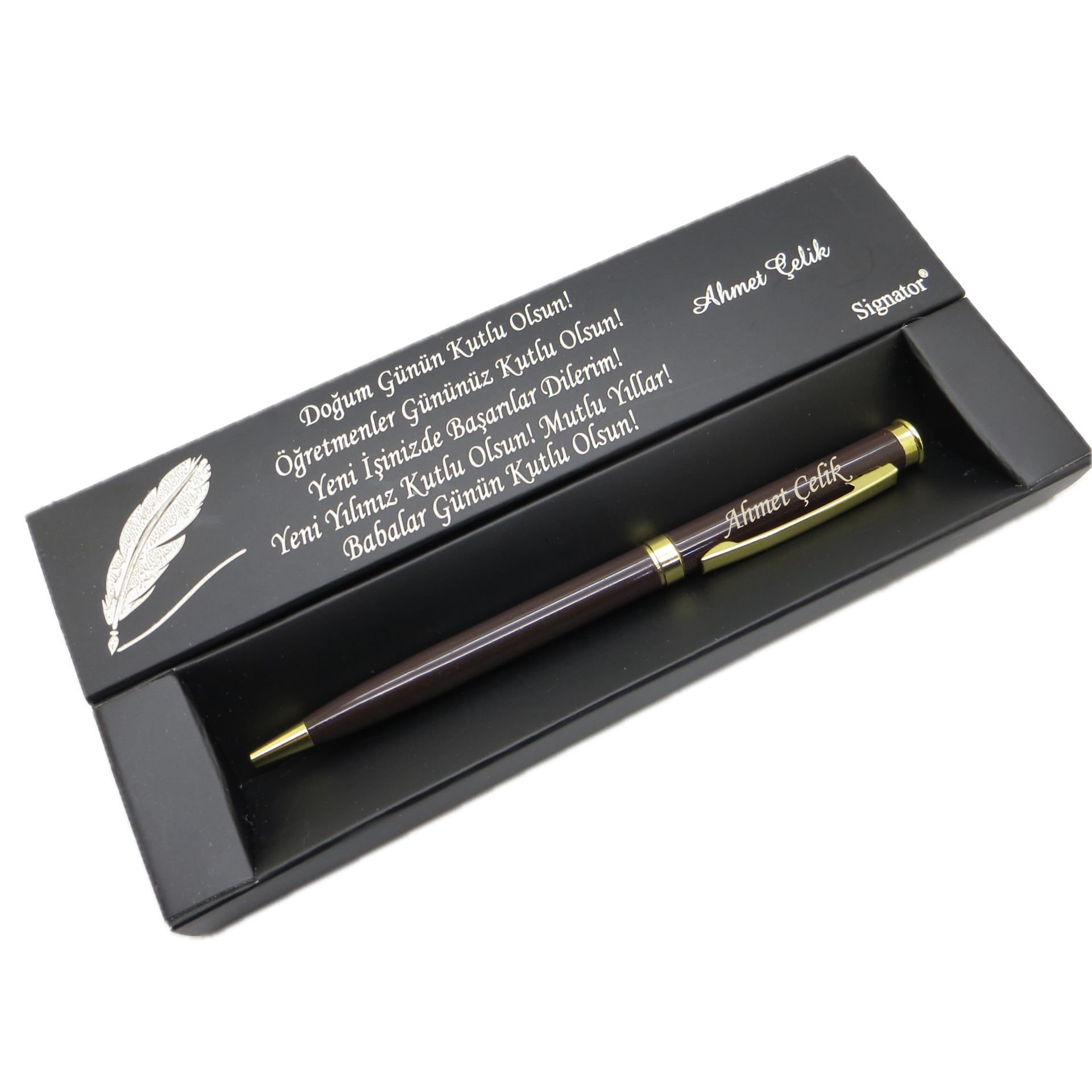 Signator® C443 Kahverengi Gold Tükenmez Kalem | İsme Özel Kalem | Hediyelik Kalem