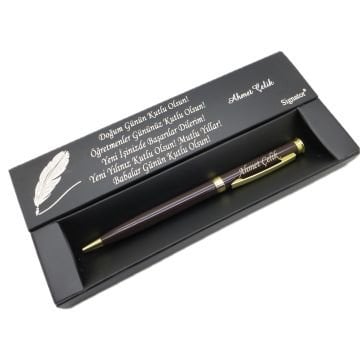 Signator® C443 Kahverengi Gold Tükenmez Kalem | İsme Özel Kalem | Hediyelik Kalem