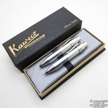 Kaweco AL Sport Parlak Krom Kalem Seti | 07 Versatil Kalem + Tükenmez Kalem Set | İsme Özel Kalem