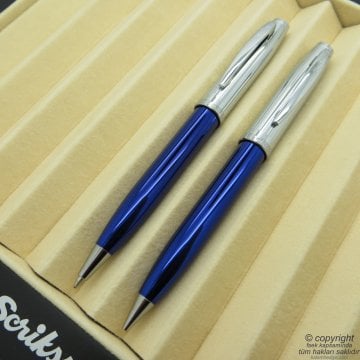 Scrikss 39 Lacivert Krom Tükenmez Kalem + Versatil Kalem Set  | Scrikss Kalem | İsme Özel Kalem | Hediyelik Kalem