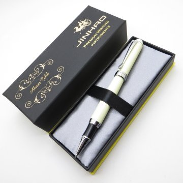 Jinhao Beyaz Krom Roller Kalem | İsme Özel Kalem