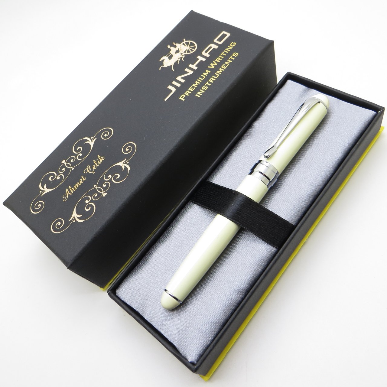 Jinhao Beyaz Krom Roller Kalem | İsme Özel Kalem